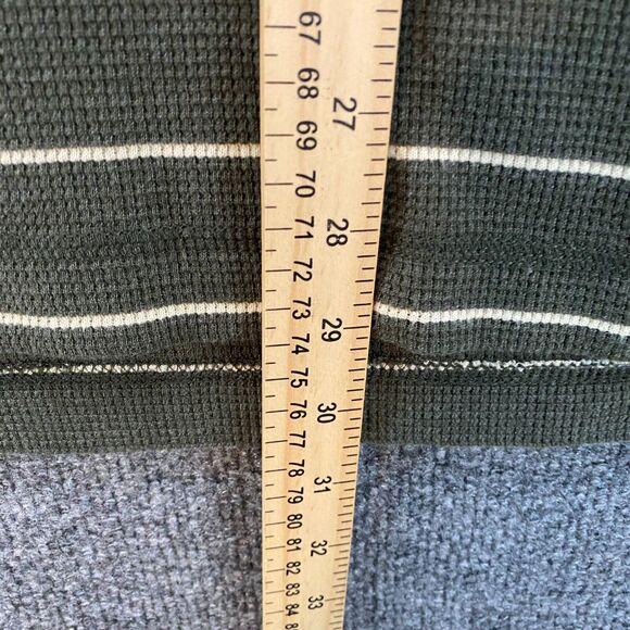 Eddie Bauer Sweater Mens L Green Striped Thermal Waffle Knit Outdoor Hiking Crew - Picture 7 of 7